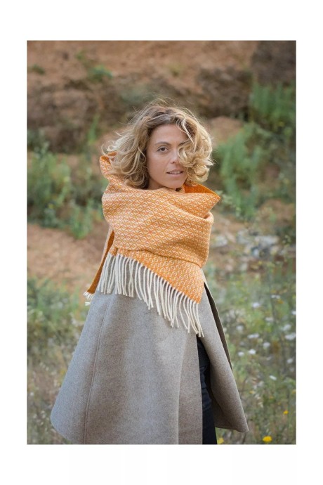 BUFANDA FLORES NARANJA/AMARILLO