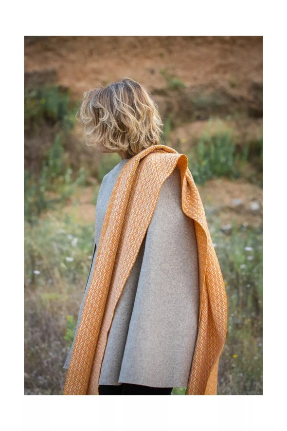 BUFANDA FLORES NARANJA/AMARILLO