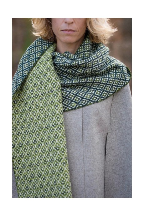 BUFANDA FLORES VERDE OSCURO/PISTACHO