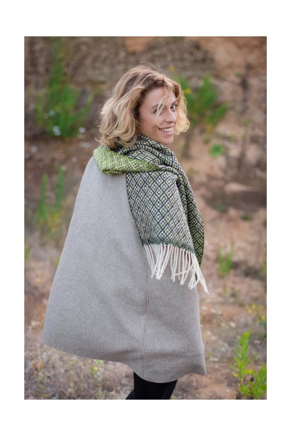 BUFANDA FLORES VERDE OSCURO/PISTACHO